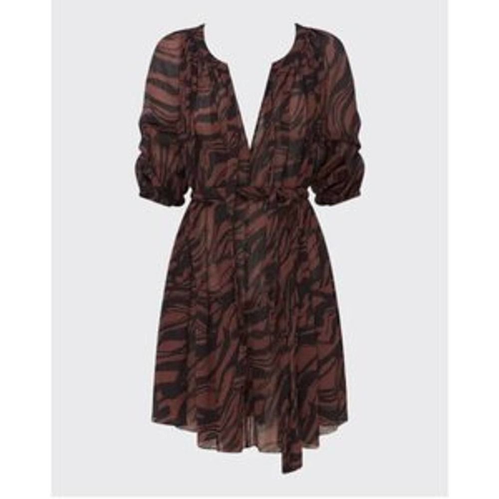 Women’s Brown & Black Printed Tie-Waist Blazer Dress